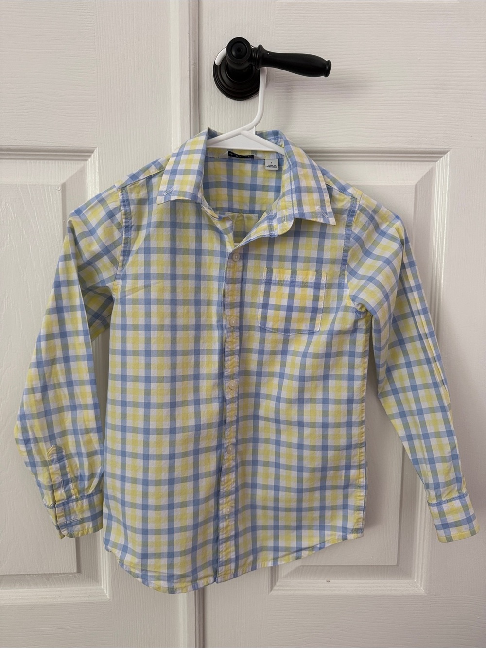 Janie and Jack Yellow & Light Blue Plaid Button-Down Shirt